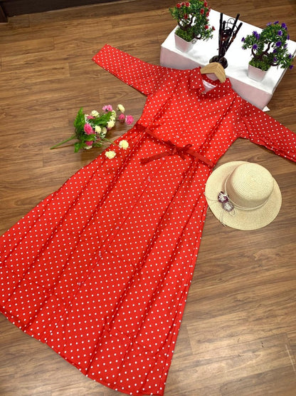 Blue digital white dot printed kurti