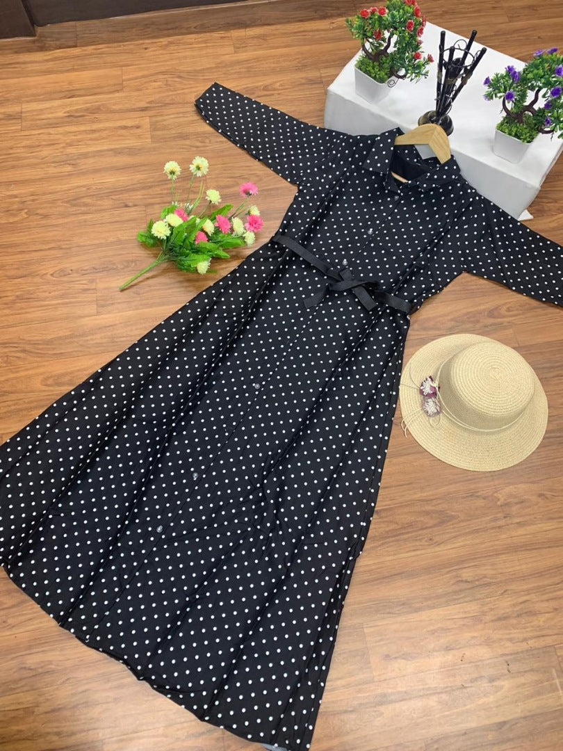 Blue digital white dot printed kurti