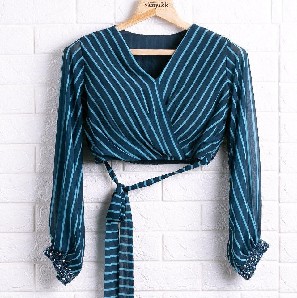 Blue georgette digital print with less work saree