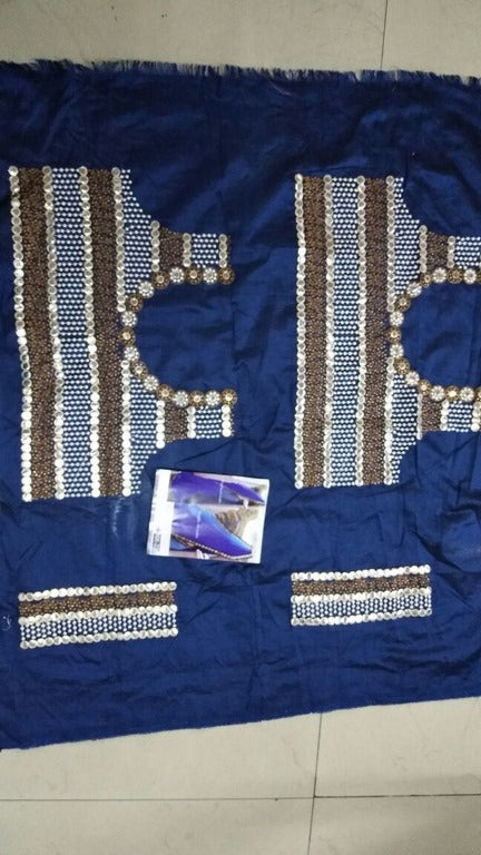 Blue georgette embroidered partywear saree