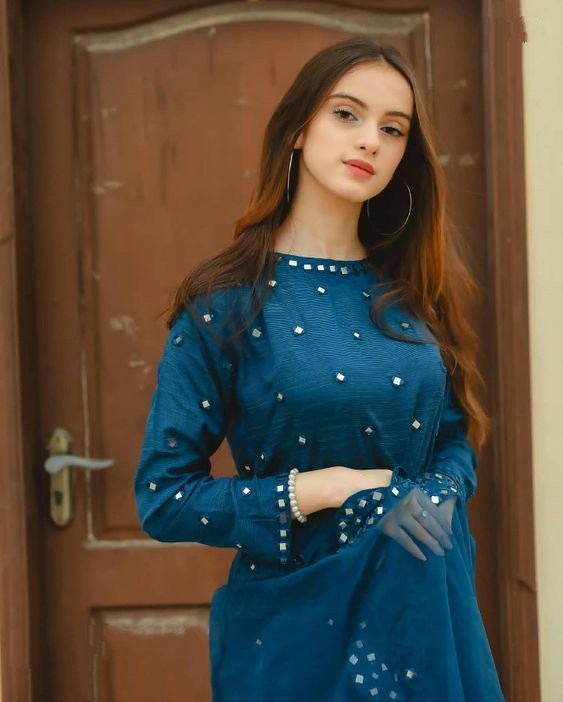 Blue georgette fancy thread and zari work salwar suit