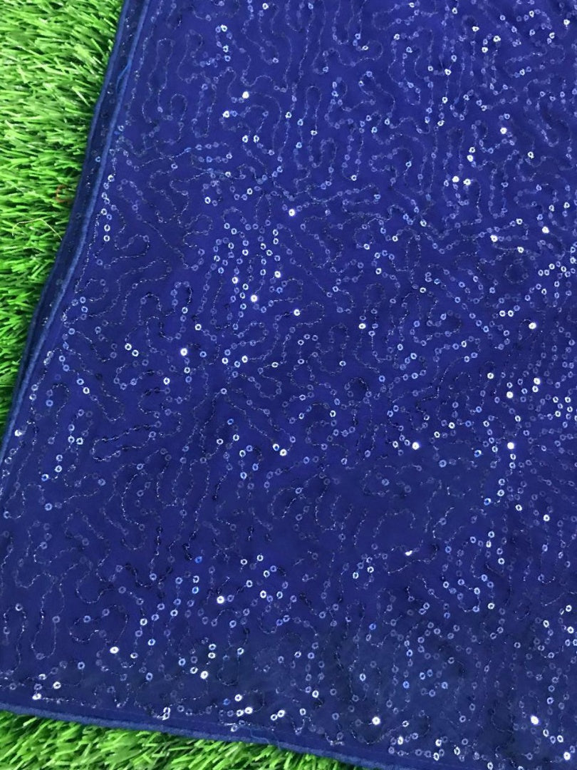 Blue georgette full sequence work partywear saree