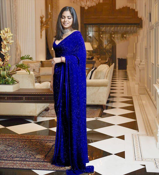 Blue georgette full sequence work saree