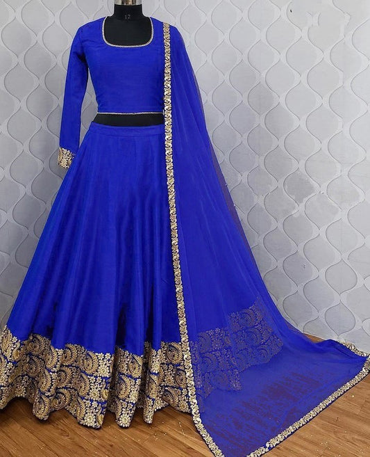 Blue georgette heavy embroidered coding work lehenga choli
