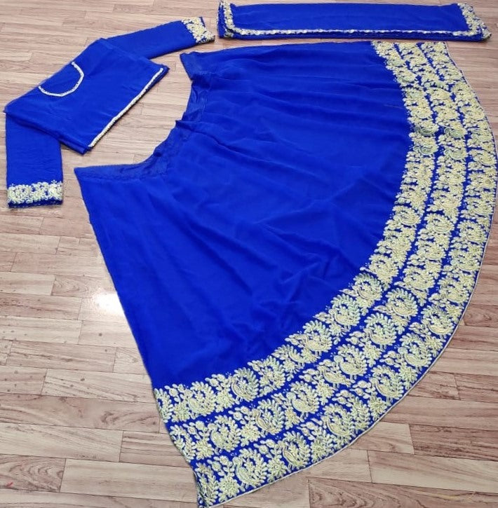 Blue georgette heavy embroidered coding work lehenga choli