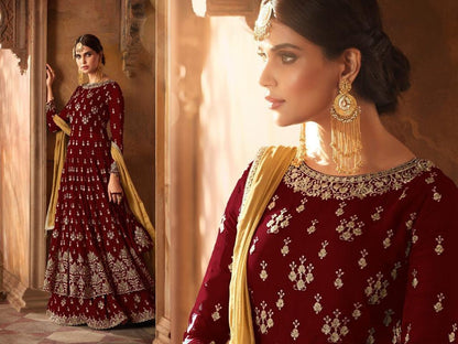 Blue georgette heavy embroidered long suit for wedding