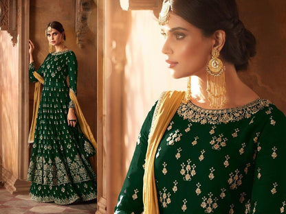 Blue georgette heavy embroidered long suit for wedding