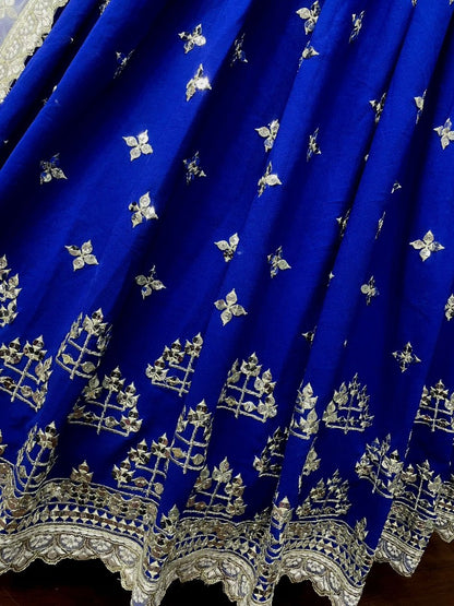 Blue georgette heavy embroidered wedding lehenga choli