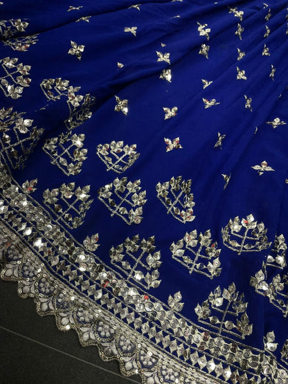 Blue georgette heavy embroidered wedding lehenga choli