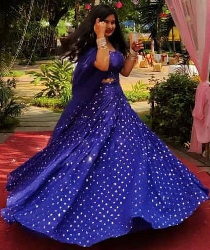 Blue georgette heavy sequence embroidered party wear lehenga choli