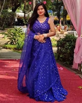 Blue georgette heavy sequence embroidered party wear lehenga choli