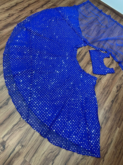 Blue georgette heavy sequence embroidered party wear lehenga choli