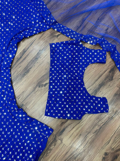 Blue georgette heavy sequence embroidered party wear lehenga choli