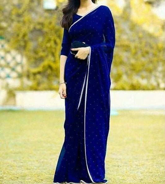 blue georgette partywear saree