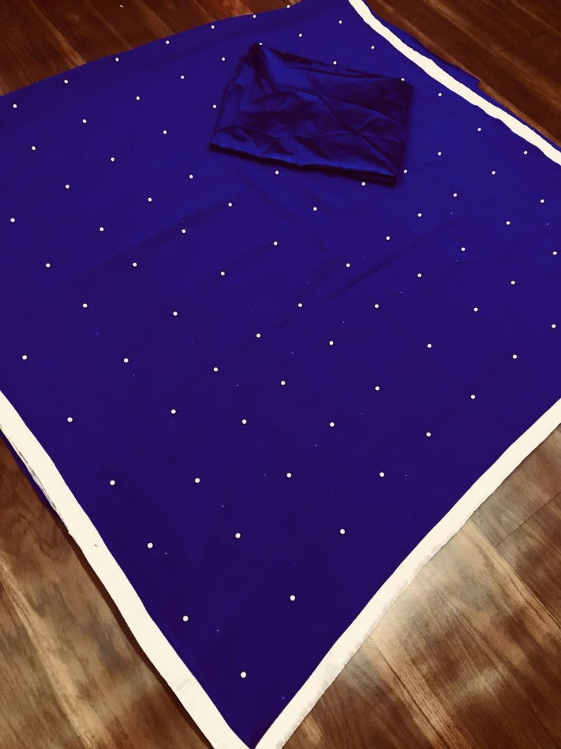 blue georgette partywear saree