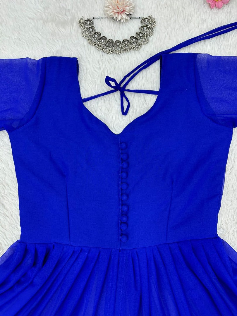Blue georgette plain stylist palazzo suit