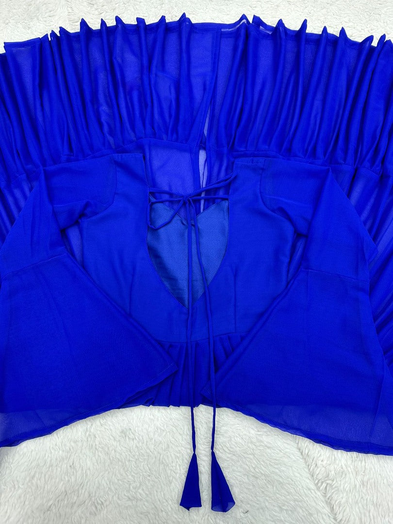 Blue georgette plain stylist palazzo suit