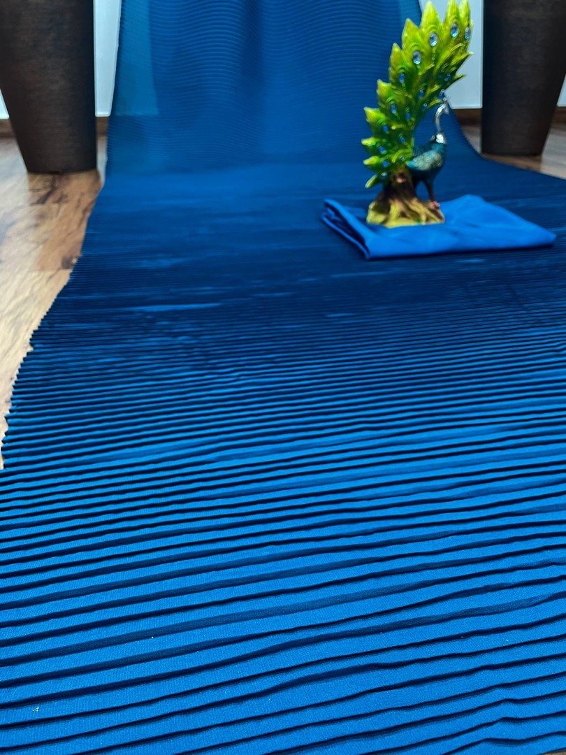 Blue georgette pleated saree
