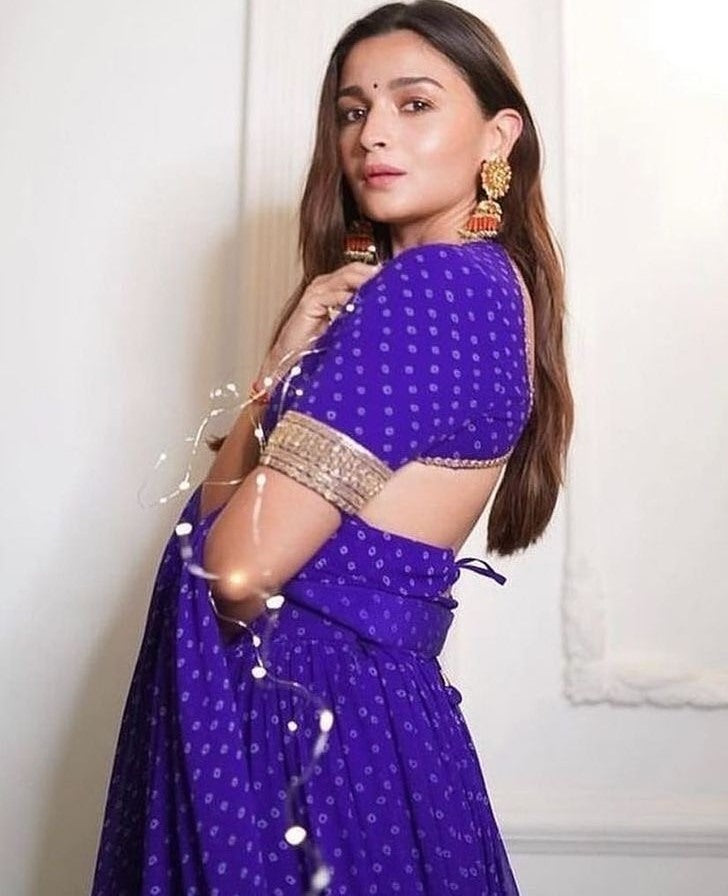 Blue georgette print and embroidered stylist bollywood lehenga choli