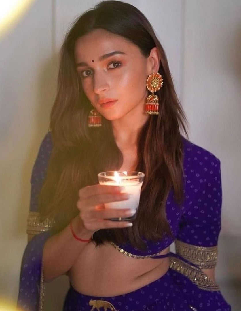 Blue georgette print and embroidered stylist bollywood lehenga choli