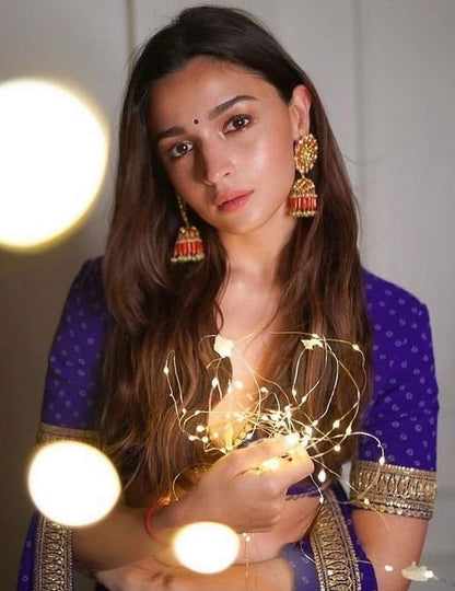 Blue georgette print and embroidered stylist bollywood lehenga choli