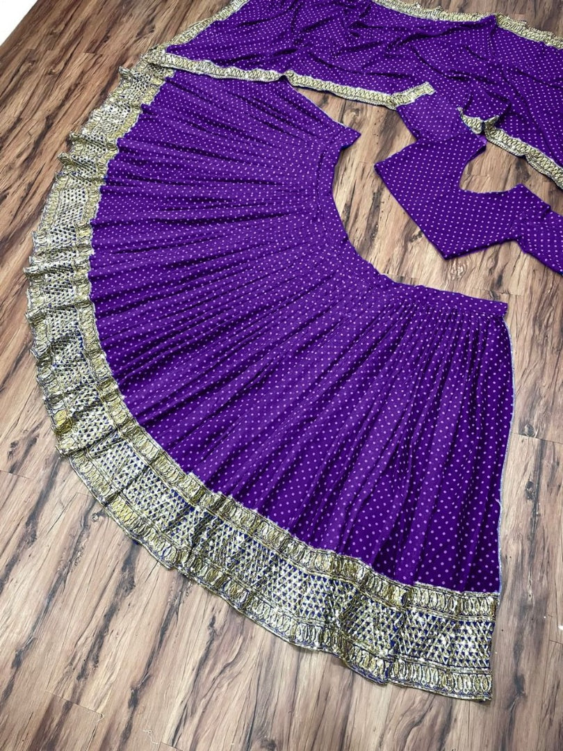 Blue georgette print and embroidered stylist bollywood lehenga choli