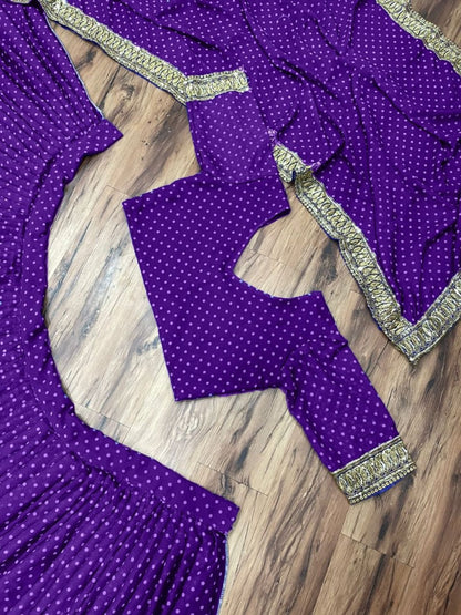 Blue georgette print and embroidered stylist bollywood lehenga choli