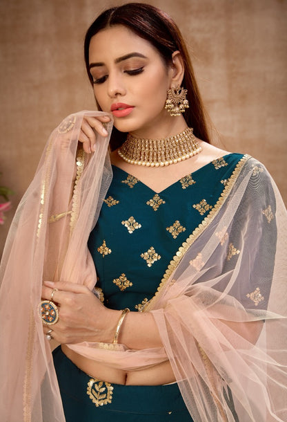 Blue georgette sequence embroidered work ceremonial lehenga choli