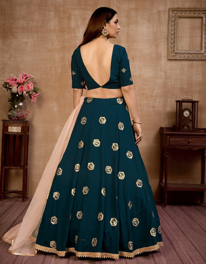 Blue georgette sequence embroidered work ceremonial lehenga choli