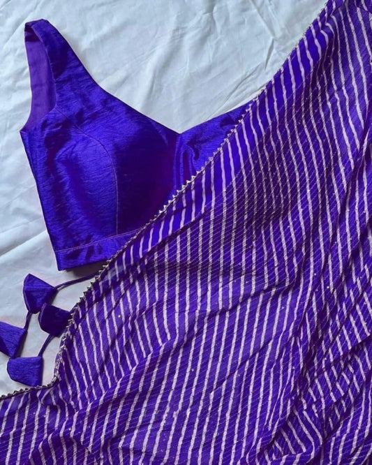 Blue georgette sequence work laheriya printed saree