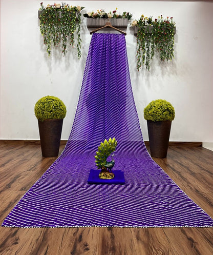 Blue georgette sequence work laheriya printed saree