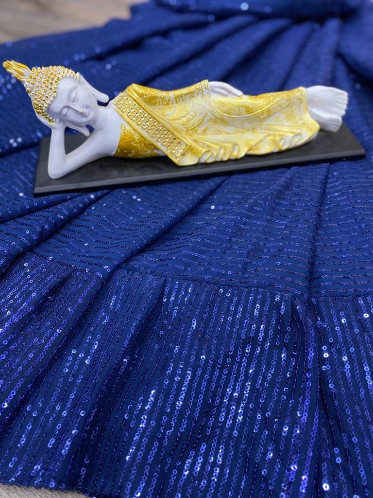 Blue georgette sequence work partywear saree