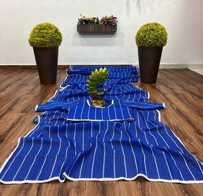 Blue georgette sequence work partywear saree