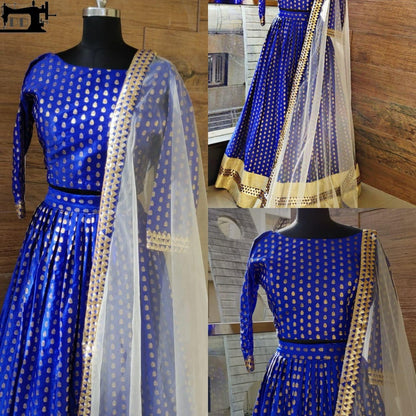 Blue heavy banarasi silk ceremonial lehenga choli