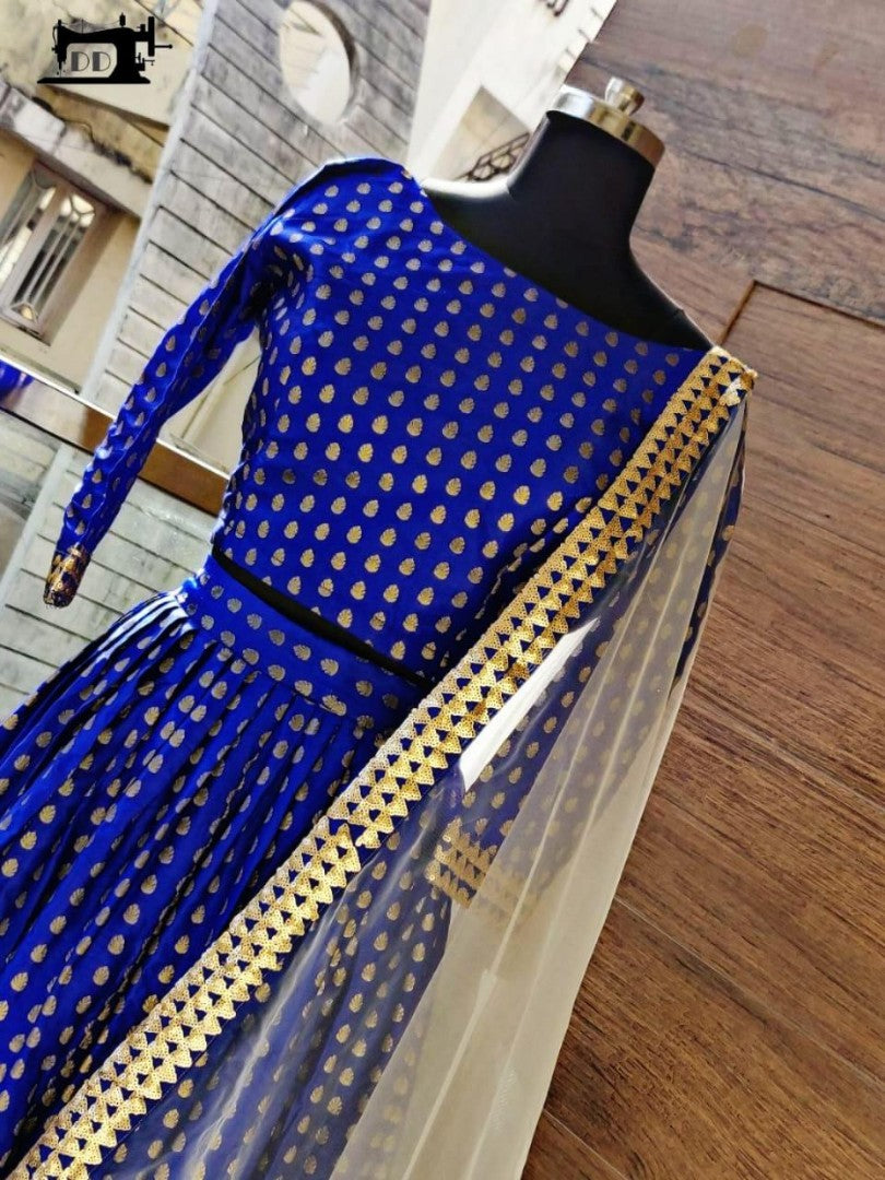 Blue heavy banarasi silk ceremonial lehenga choli