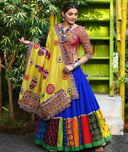 Blue heavy georgette digital printed work lehenga choli