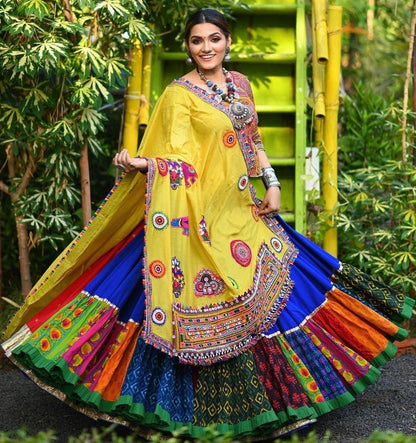 Blue heavy georgette digital printed work lehenga choli