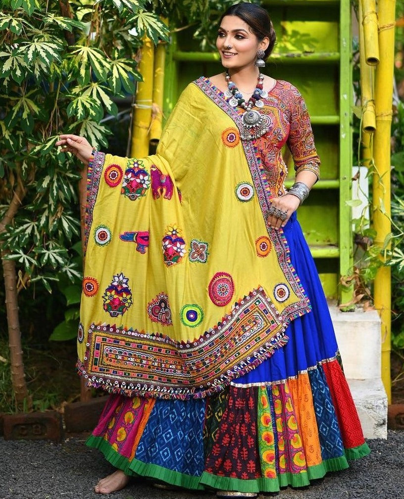 Blue heavy georgette digital printed work lehenga choli