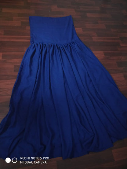 Blue japan crap plain gown with multi thread work shrug