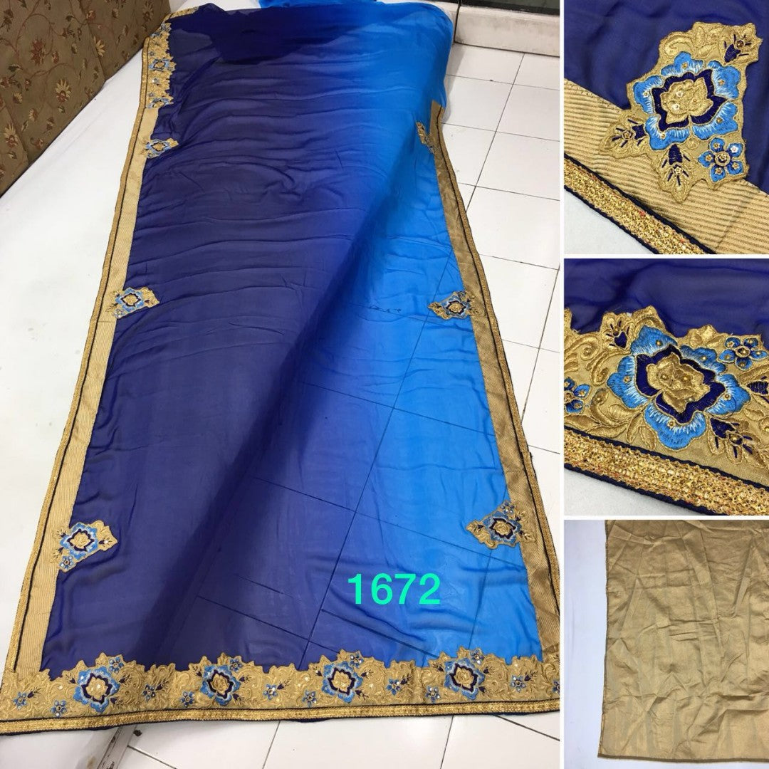 blue multi shaded rangoli silk embroidered wedding saree