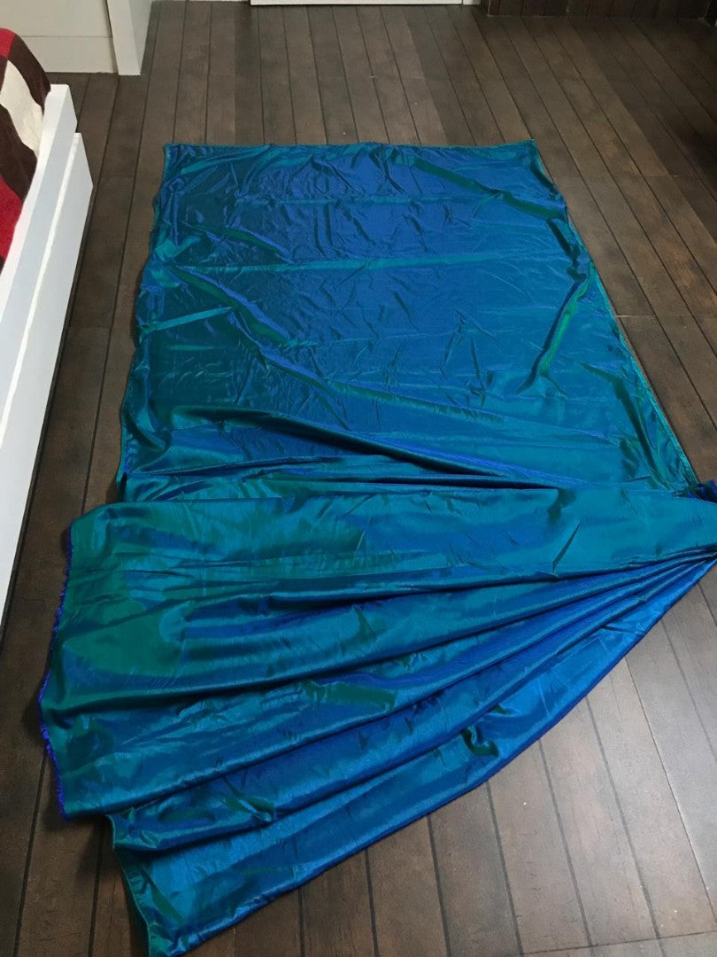 Blue paper silk indowestern saree with koti