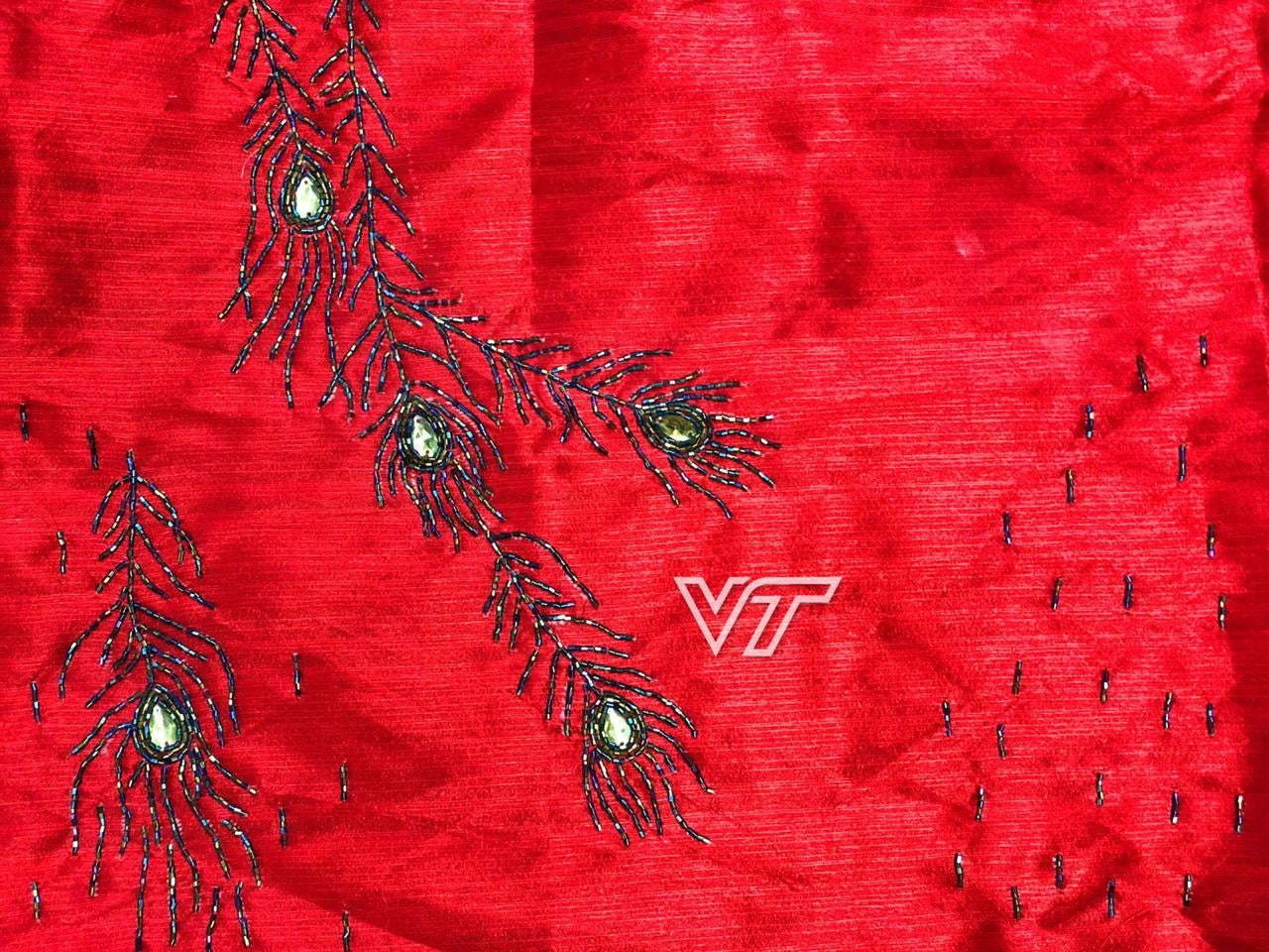 Blue pure georgette satin lace border saree with handwork blouse