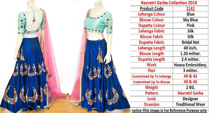 Blue silk embroidered navratri festival wear lehenga choli