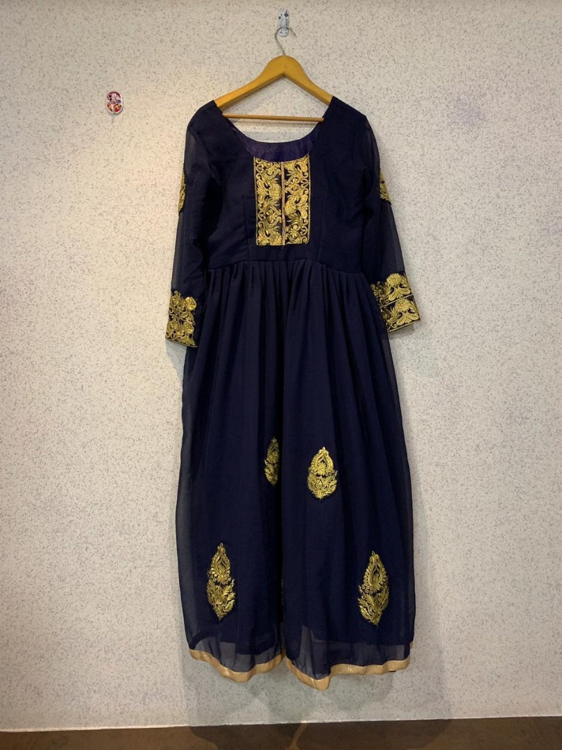 Blue soft georgette beautiful embroidered salwar suit