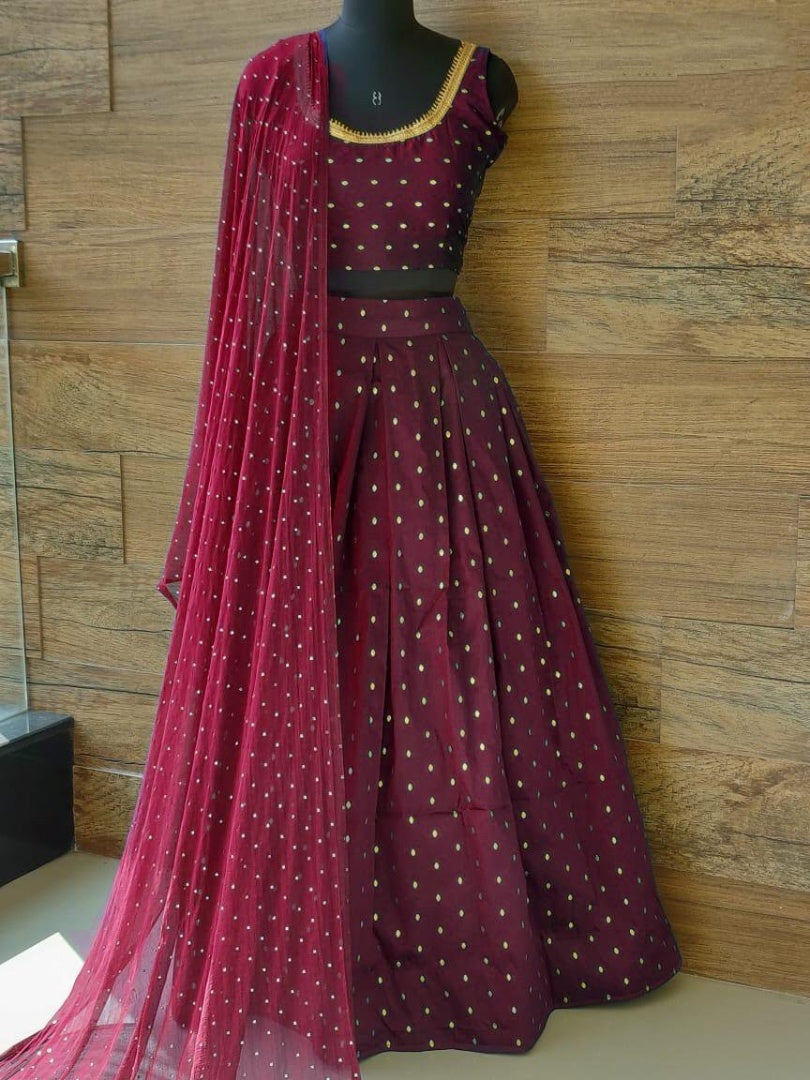 Blue tafetta silk zari work butti partywear lehenga choli