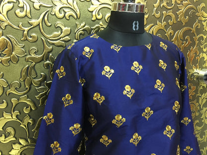 Blue tapeta silk designer bollywood style gown