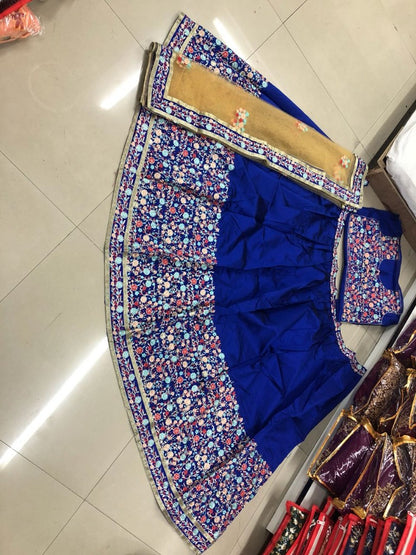 Blue tapeta silk embroidered wedding lehenga