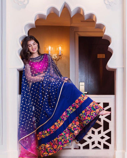 Blue tapeta silk gorgeous party wear lehenga choli