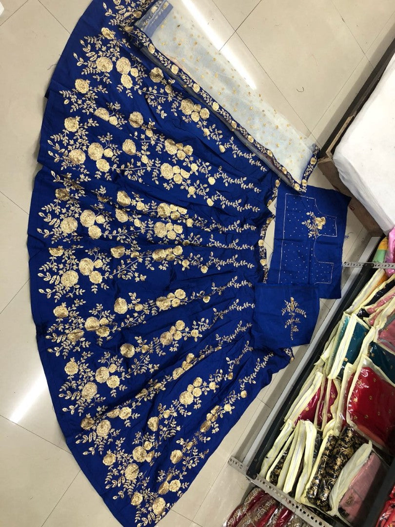blue tapeta silk heavy embroidered wedding lehenga choli