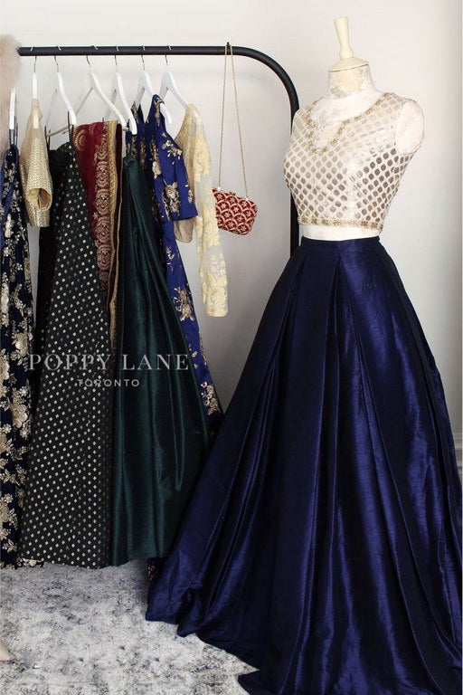 Blue tapeta silk partywear lehenga